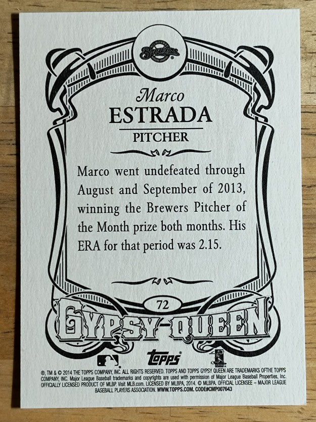 2014 Topps Gypsy Queen #72 Marco Estrada