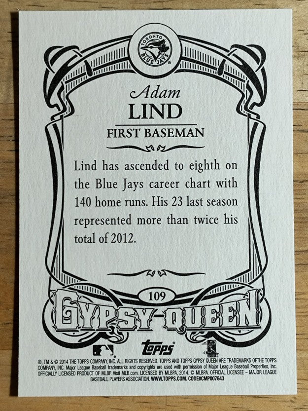 2014 Topps Gypsy Queen #109 Adam Lind