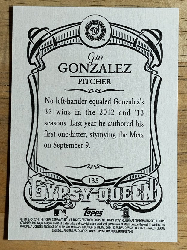 2014 Topps Gypsy Queen #135 Gio Gonzalez