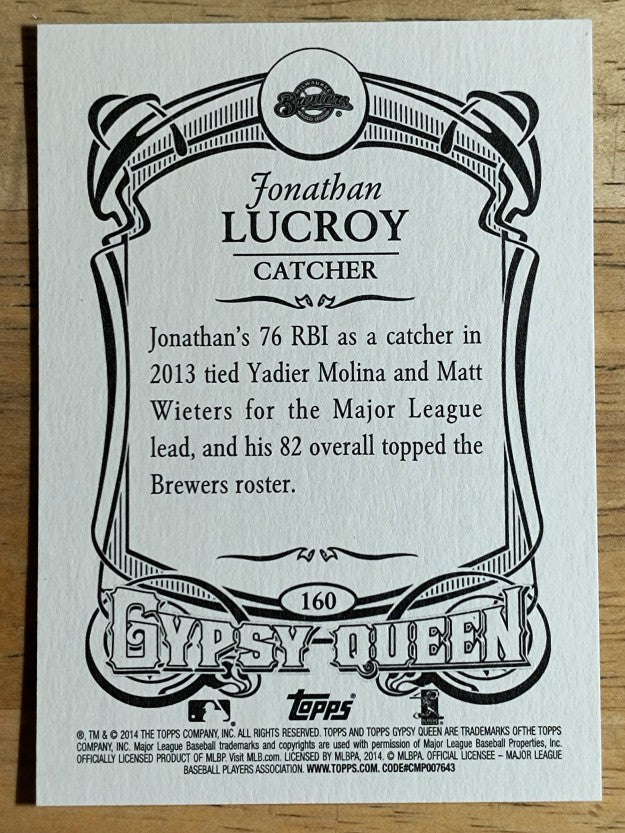 2014 Topps Gypsy Queen #160 Jonathan Lucroy