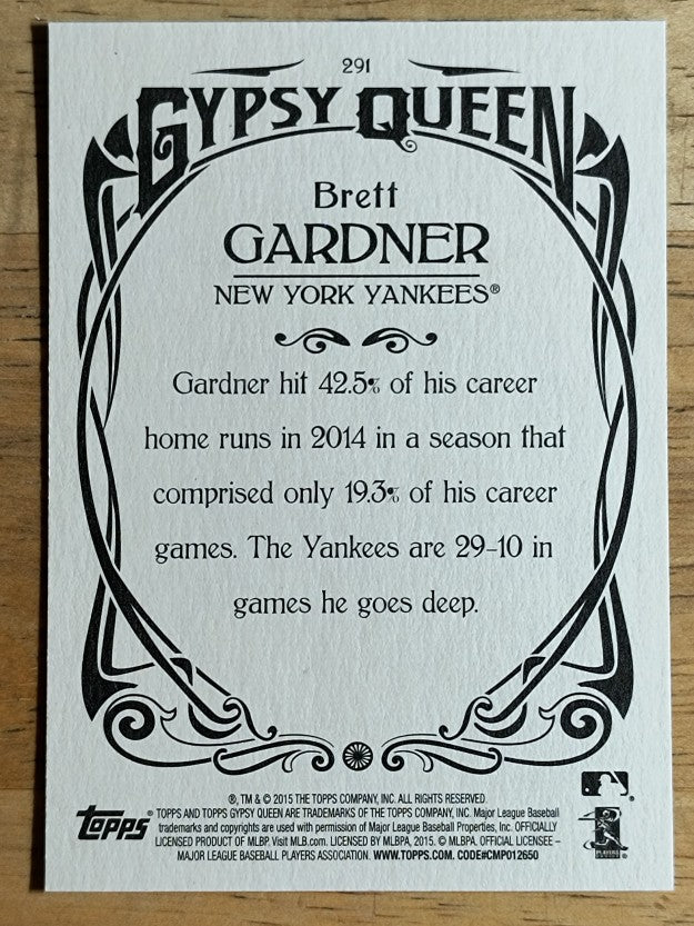 2015 Topps Gypsy Queen #291A Brett Gardner
