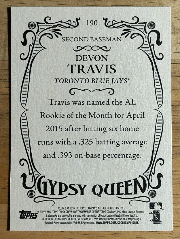 2016 Topps Gypsy Queen #190 Devon Travis