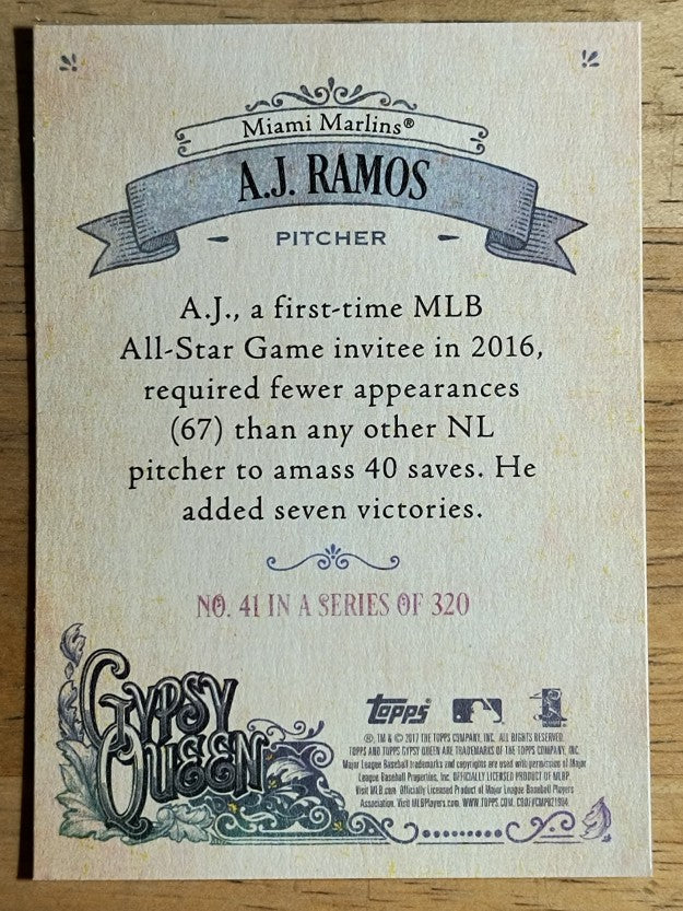 2017 Topps Gypsy Queen #41 A.J. Ramos