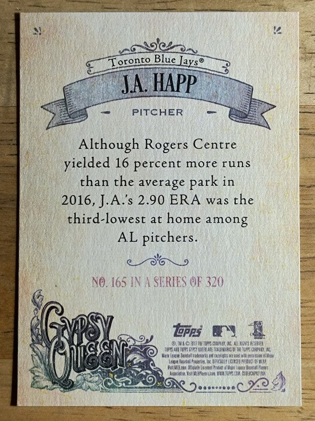2017 Topps Gypsy Queen #165 J.A. Happ