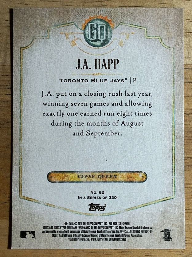 2018 Topps Gypsy Queen #62 J.A. Happ