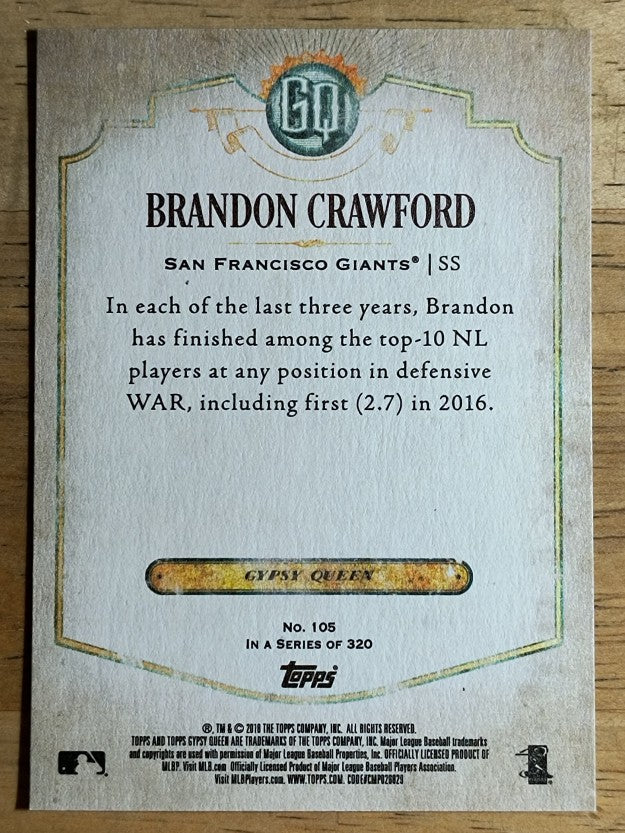 2018 Topps Gypsy Queen #105 Brandon Crawford