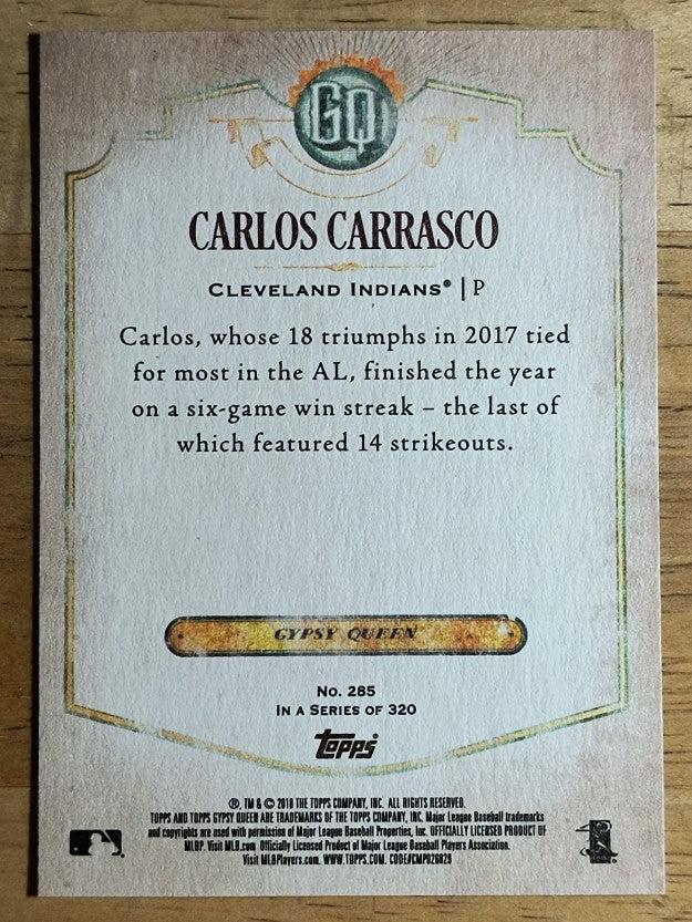 2018 Topps Gypsy Queen #285 Carlos Carrasco