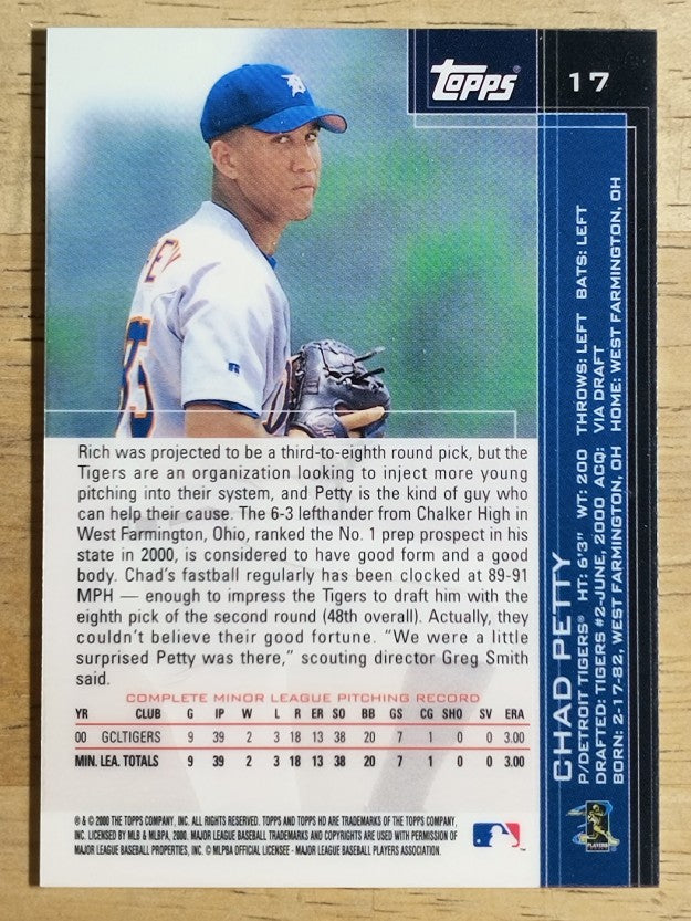 2001 Topps HD #17 Chad Petty RC