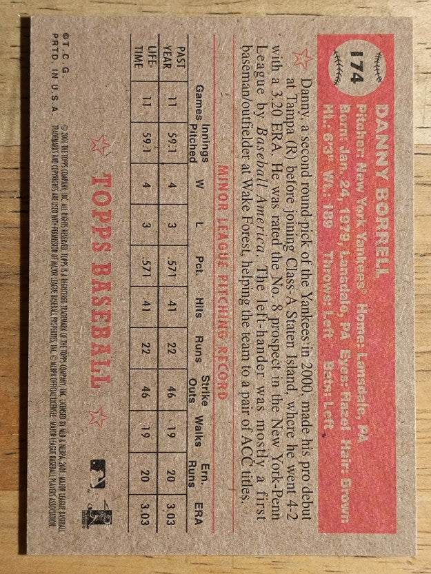 2001 Topps Heritage #174 Danny Borrell RC