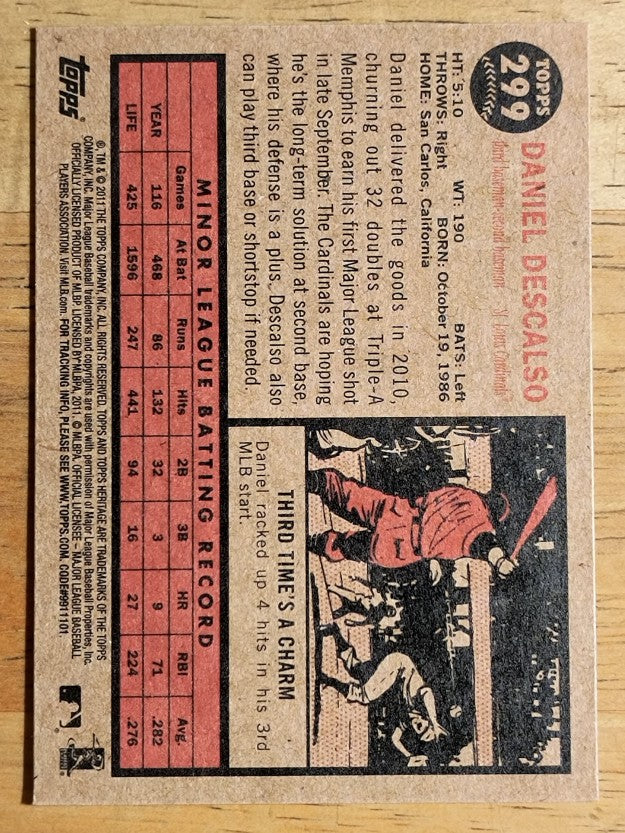 2011 Topps Heritage #299 Daniel Descalso RC