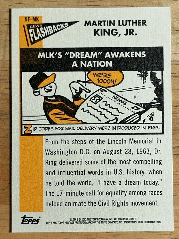 2012 Topps Heritage News Flashbacks #MK Martin Luther King Jr.