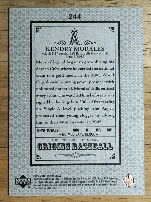 2005 Origins Old Judge #244 Kendry Morales YS RC