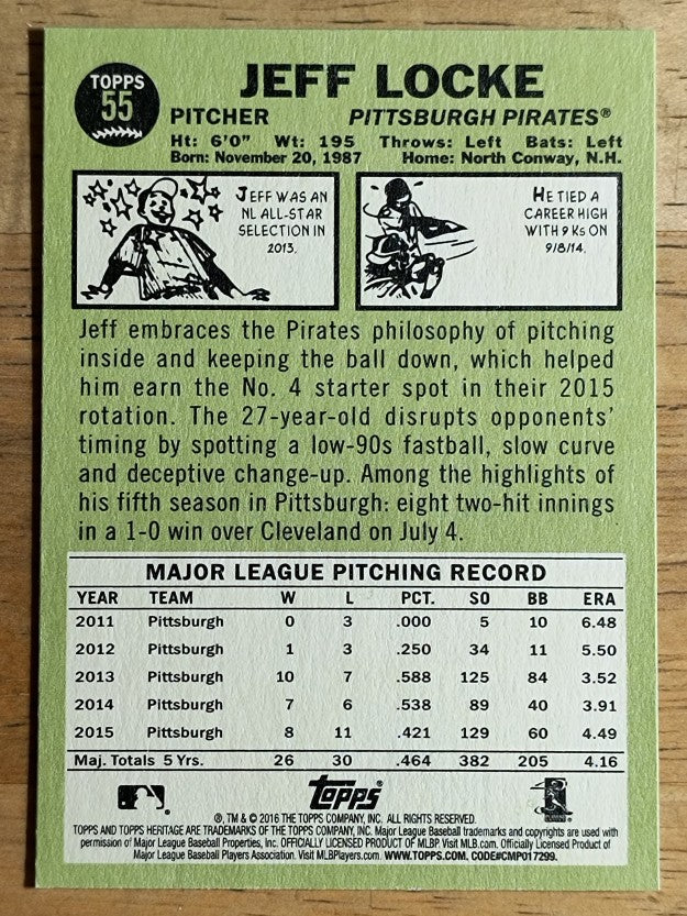 2016 Topps Heritage #55 Jeff Locke