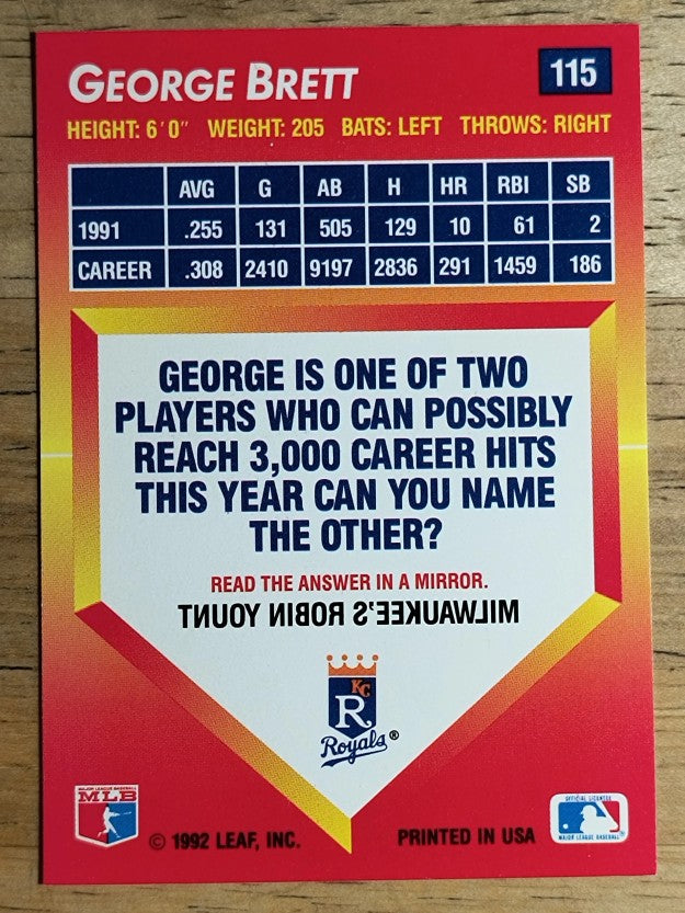 1992 Triple Play #115 George Brett