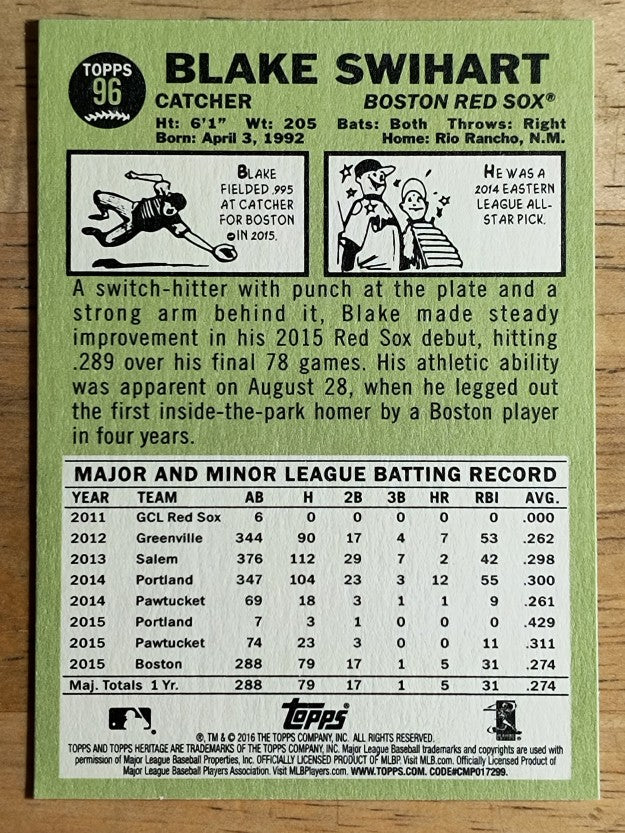 2016 Topps Heritage #96 Blake Swihart