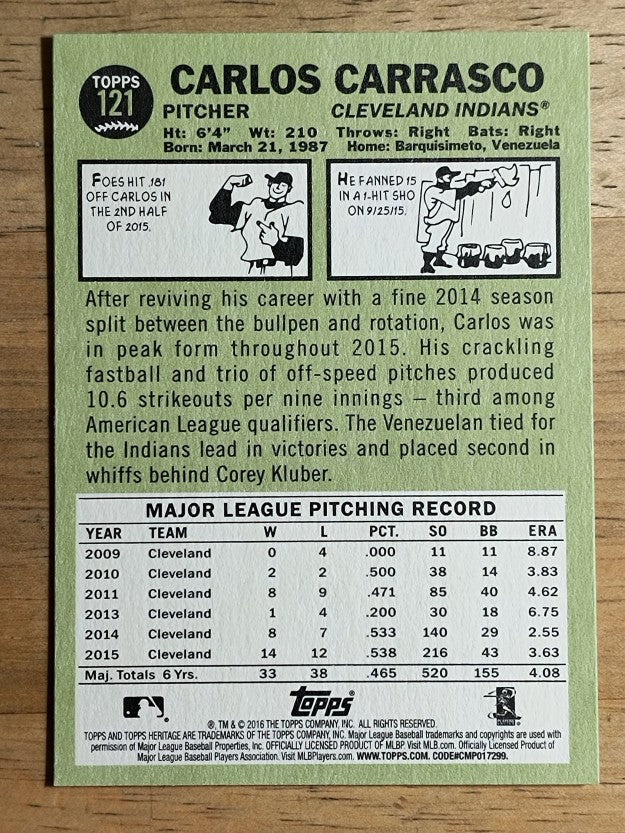 2016 Topps Heritage #121 Carlos Carrasco