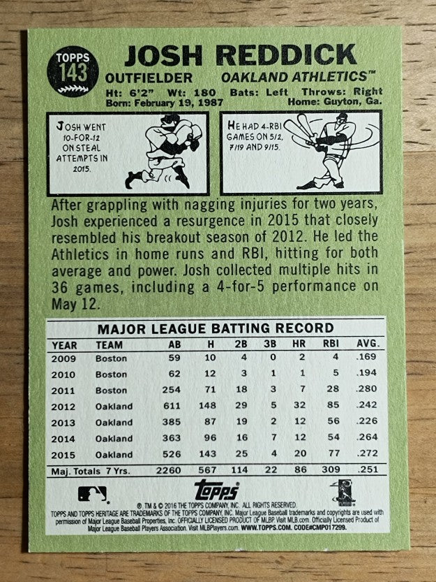 2016 Topps Heritage #143 Josh Reddick