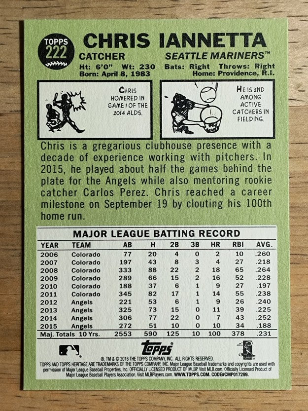 2016 Topps Heritage #222 Chris Iannetta