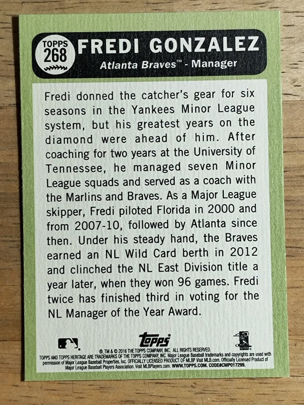 2016 Topps Heritage #268 Fredi Gonzalez MG