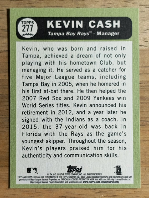 2016 Topps Heritage #277 Kevin Cash MG