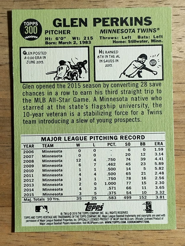 2016 Topps Heritage #300 Glen Perkins