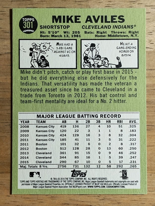 2016 Topps Heritage #301 Mike Aviles
