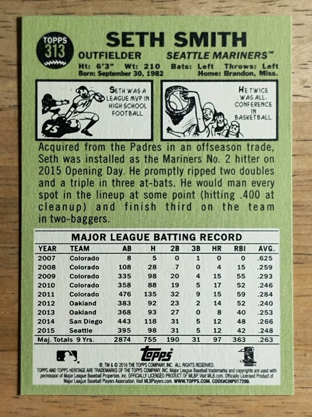 2016 Topps Heritage #313 Seth Smith