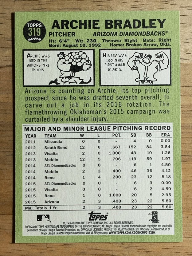 2016 Topps Heritage #319 Archie Bradley