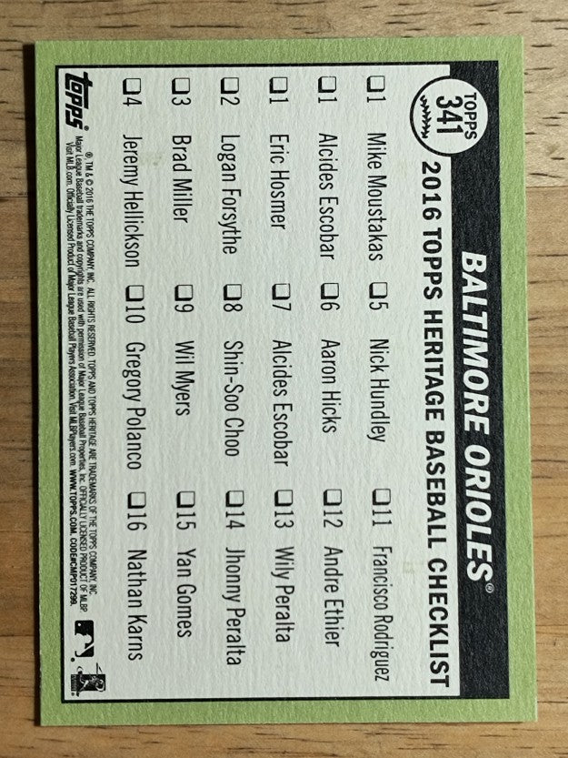 2016 Topps Heritage #341 Baltimore Orioles