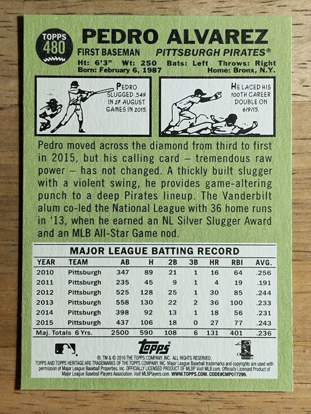 2016 Topps Heritage #480 Pedro Alvarez SP