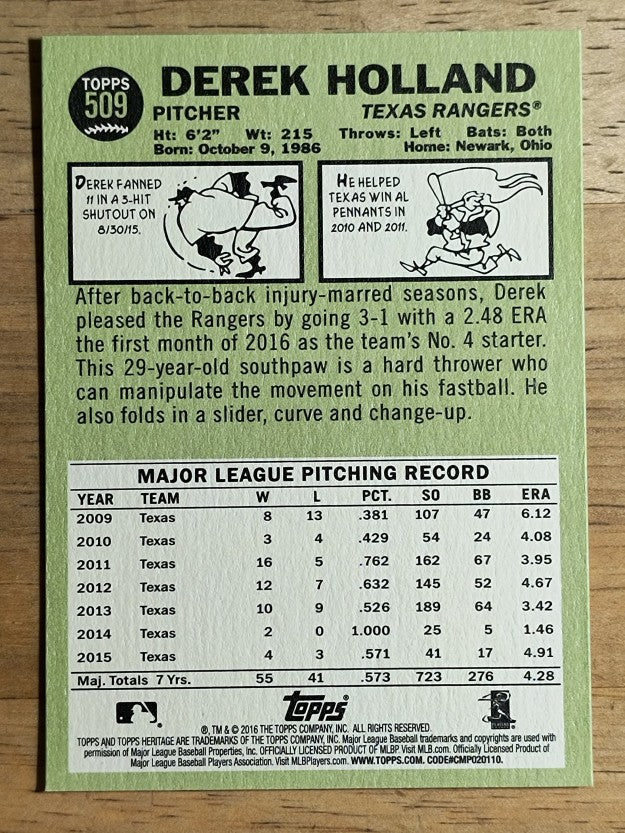 2016 Topps Heritage #509 Derek Holland
