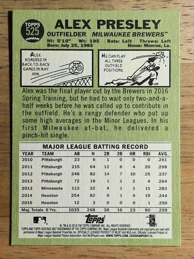 2016 Topps Heritage #525 Alex Presley