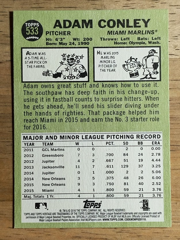 2016 Topps Heritage #533 Adam Conley
