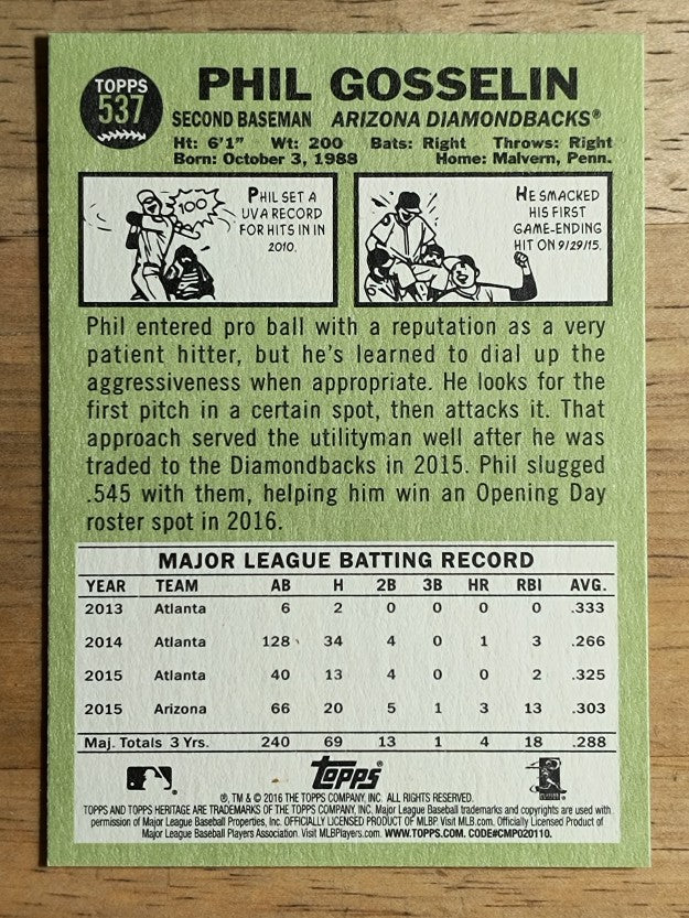 2016 Topps Heritage #537 Phil Gosselin
