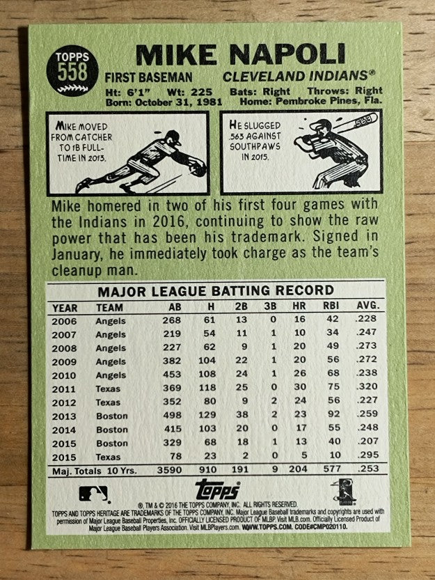 2016 Topps Heritage #558 Mike Napoli