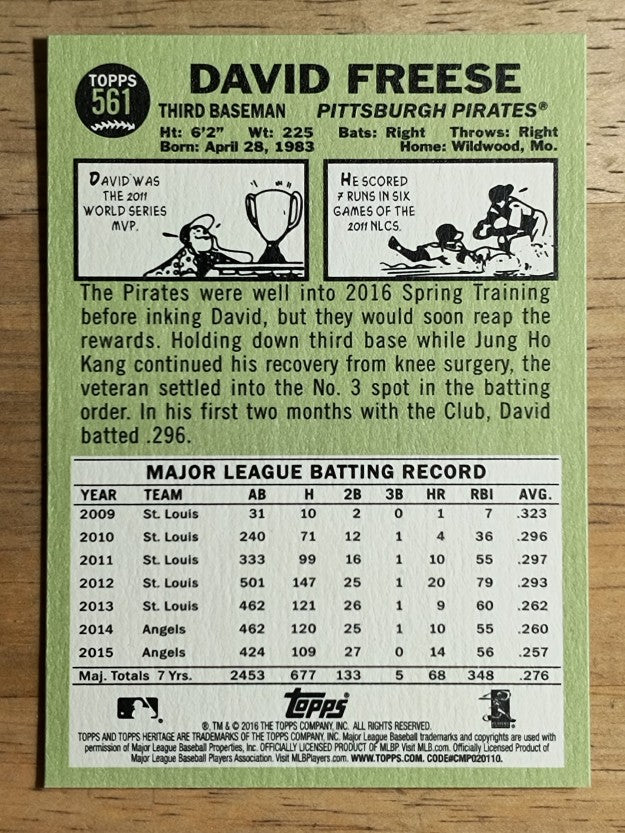 2016 Topps Heritage #561 David Freese