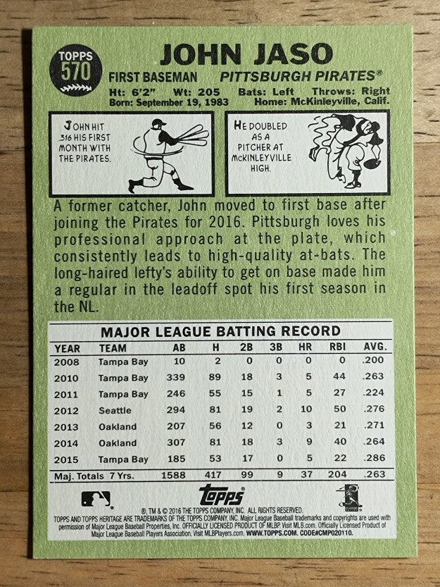 2016 Topps Heritage #570 John Jaso