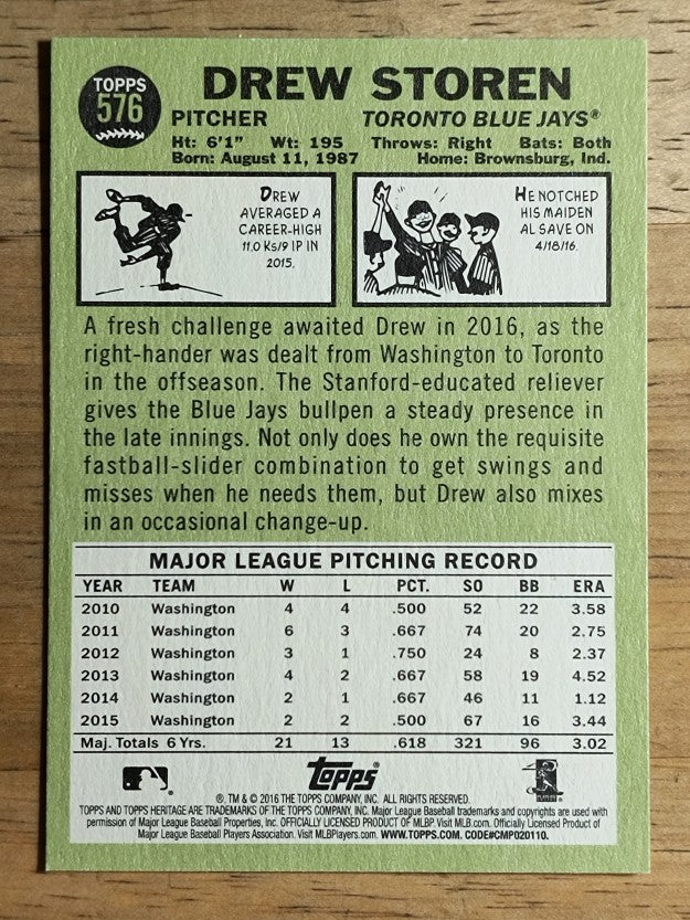 2016 Topps Heritage #576 Drew Storen