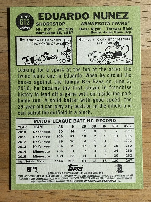 2016 Topps Heritage #612 Eduardo Nunez