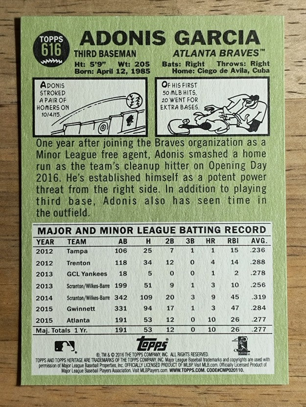 2016 Topps Heritage #616 Adonis Garcia