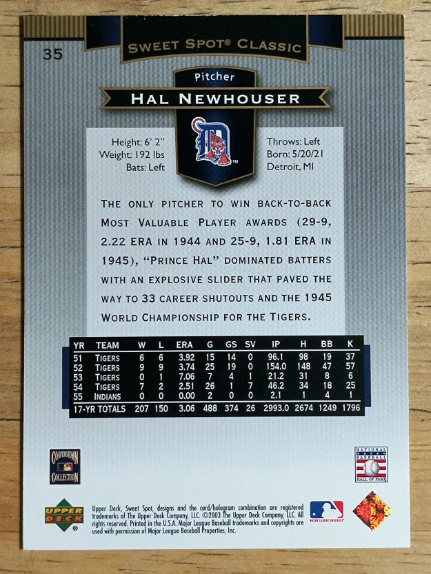 2003 Sweet Spot Classics #35 Hal Newhouser
