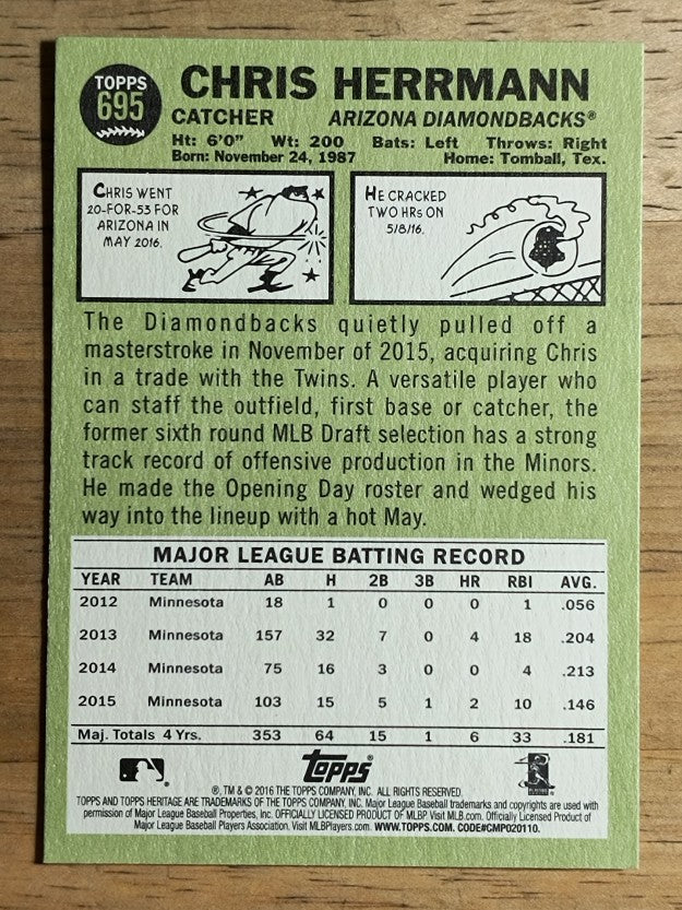 2016 Topps Heritage #695 Chris Herrmann