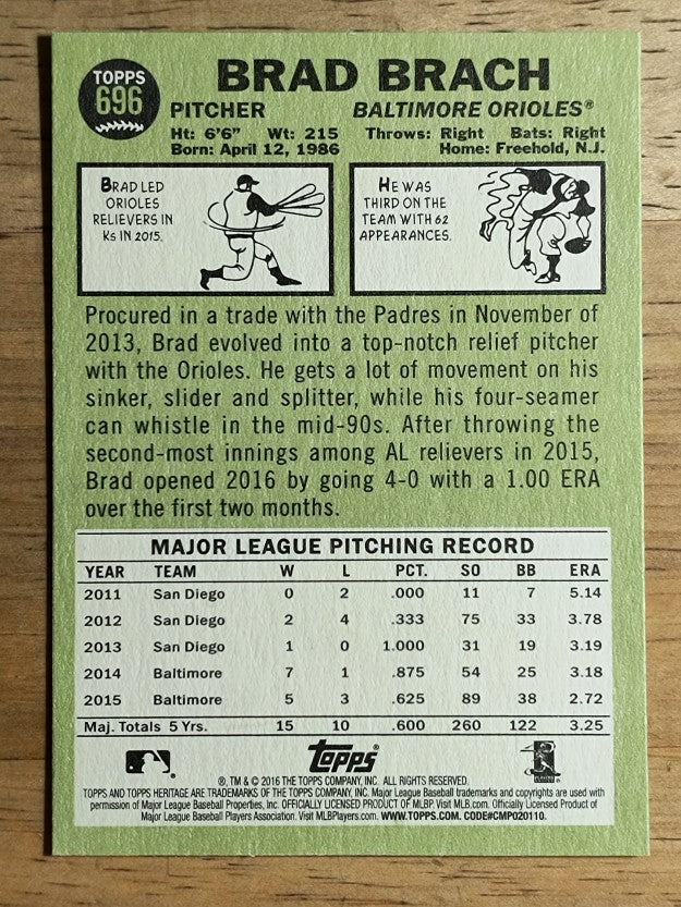 2016 Topps Heritage #696 Brad Brach
