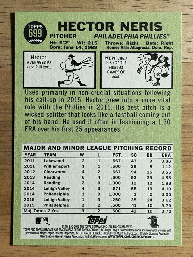 2016 Topps Heritage #699 Hector Neris