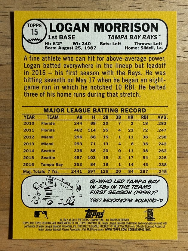 2017 Topps Heritage #15 Logan Morrison