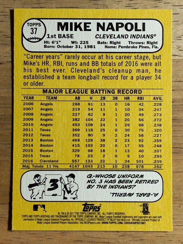 2017 Topps Heritage #37 Mike Napoli