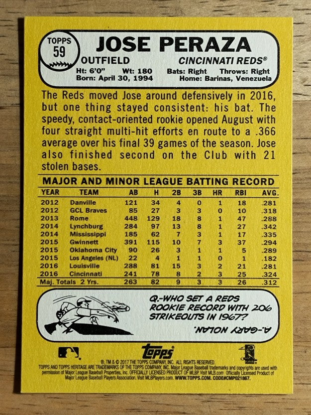 2017 Topps Heritage #59 Jose Peraza