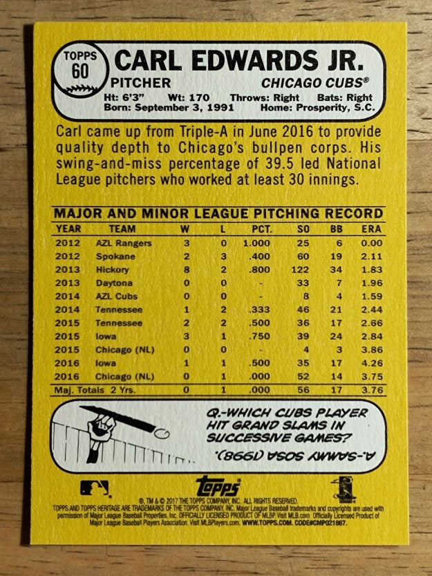 2017 Topps Heritage #60 Carl Edwards Jr.