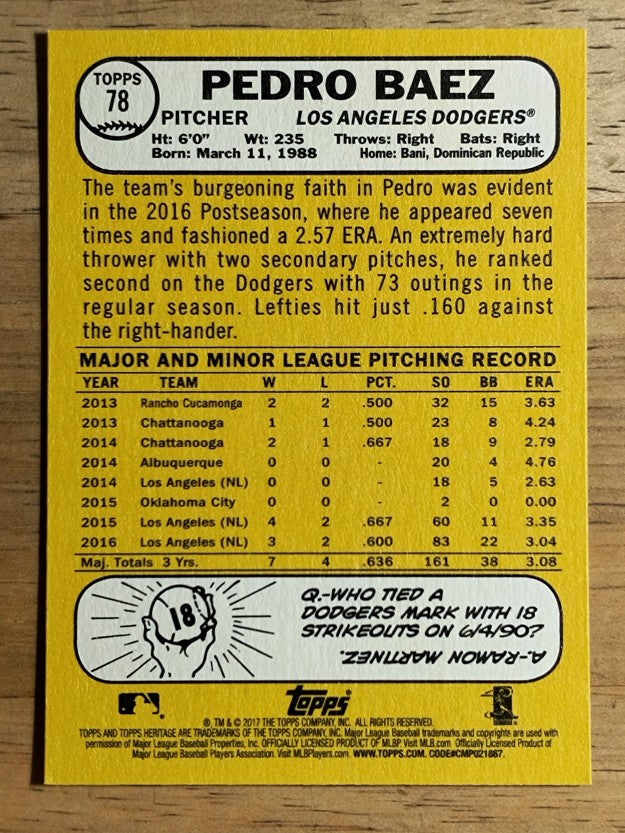2017 Topps Heritage #78 Pedro Baez