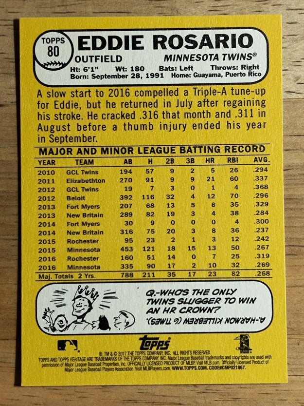 2017 Topps Heritage #80 Eddie Rosario